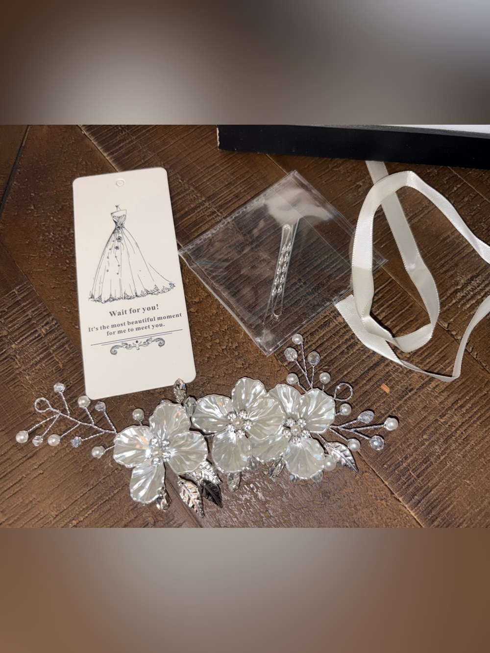 Bridal Floral Pearl and Crystal Hairpiece - White